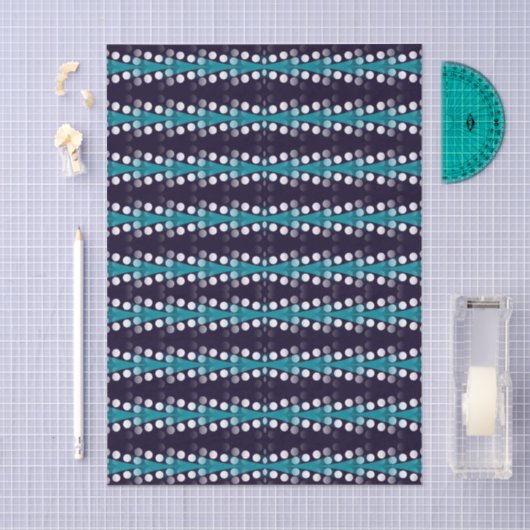 Dark Purple Teal Arrow White Dots Pattern Seidenpapier (Handwerk)
