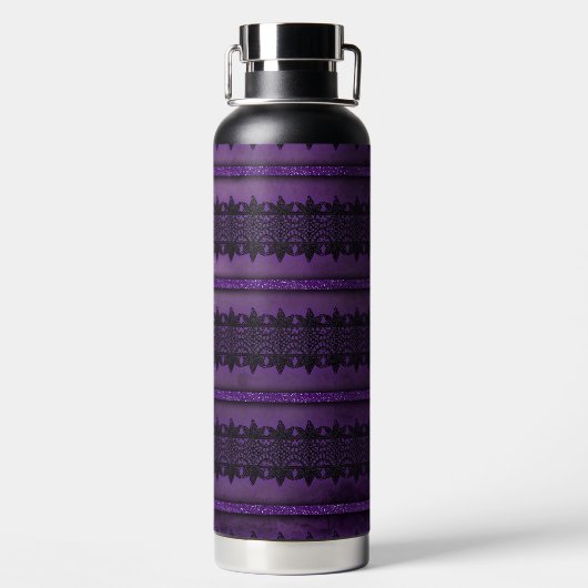 DARK PURPLE WITH BLACK HALLOWEEN LACE PATTERNS TRINKFLASCHE (Rückseite)