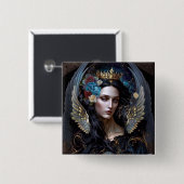 Dark Queen Angel Fantasy Art Button (Vorne & Hinten)