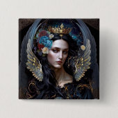 Dark Queen Angel Fantasy Art Button (Vorderseite)