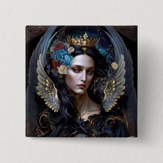 Dark Queen Angel Fantasy Art Button (Vorderseite)