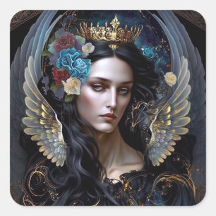 Dark Queen Angel Fantasy Art Quadratischer Aufkleber