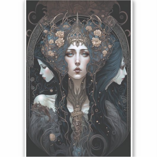 Dark Queen Fantasy Art Aufkleber (Vorderseite)