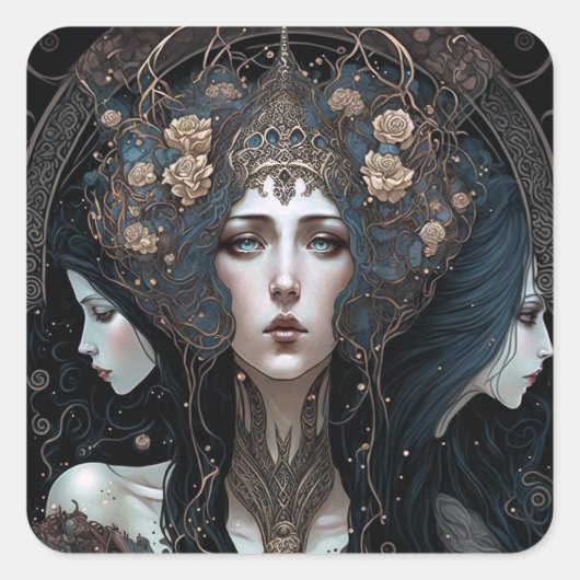 Dark Queen Fantasy Art Quadratischer Aufkleber (Vorderseite)