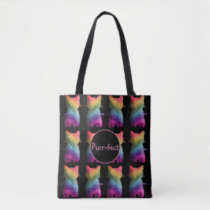 Dark Rainbow Glitzer Cat Rainbow Ästhetik Tasche