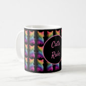 Dark Rainbow Glitzer Katzenmuster - Benutzerdefini Kaffeetasse (Vorderseite Links)