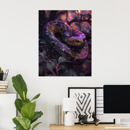Dark Rainbow Iridescent Viper Coiled Poster (Heimbüro)