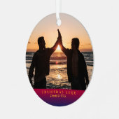 Dark Rainbow Yuletide Personalisiert Holiday Foto Ornament Aus Metall (Vorderseite links)