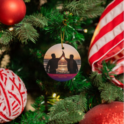 Dark Rainbow Yuletide Personalisiert Holiday Foto Ornament Aus Metall