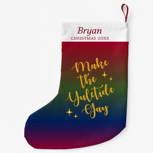 Dark Rainbow Yuletide Pride Personalisiert Kleiner Weihnachtsstrumpf (Rückseite)