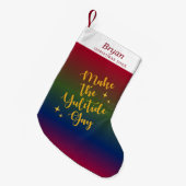 Dark Rainbow Yuletide Pride Personalisiert Kleiner Weihnachtsstrumpf (Vorderansicht (hängend))