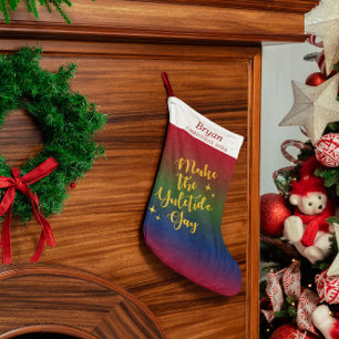Dark Rainbow Yuletide Pride Personalisiert Kleiner Weihnachtsstrumpf