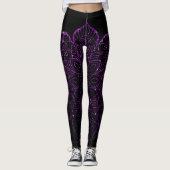 Dark Raspberry Imitats Glitzer Mandala Black Leggings (Vorderseite)