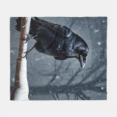 Dark Raven Black Bird Fleecedecke (Vorderseite (Horizontal))