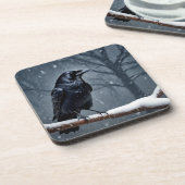 Dark Raven Black Bird Getränkeuntersetzer (Linke Seite)