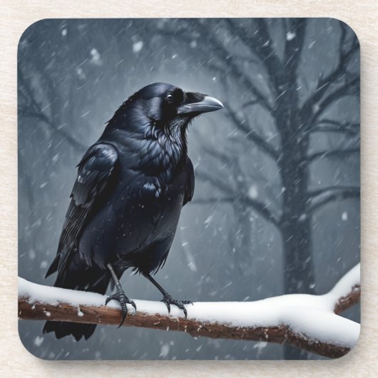 Dark Raven Black Bird Getränkeuntersetzer (Vorderseite)