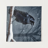 Dark Raven Black Bird Wandteppich (Vorderseite (Horizontal))