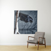 Dark Raven Black Bird Wandteppich (Beispiel (Horizontal))