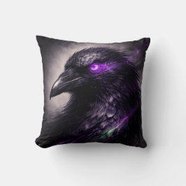 Dark Raven – Purple Glow Eye Gothic Decor Kissen