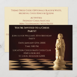 Dark Red 30. Geburtstag Party Schach Bishop Einladung