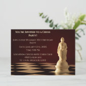 Dark Red 30. Geburtstag Party Schach Pawn Einladung (Stehend Vorderseite)