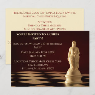 Dark Red 30. Geburtstag Party Schach Pawn Einladung