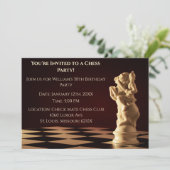Dark Red 30. Geburtstag Party Schach Ritter Einladung (Stehend Vorderseite)