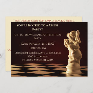 Dark Red 30. Geburtstag Party Schach Ritter Einladung