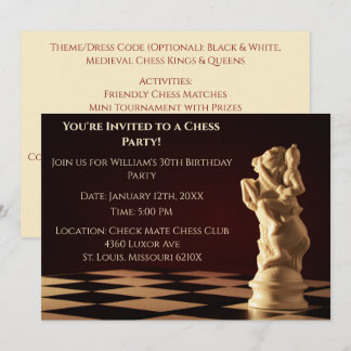 Dark Red 30. Geburtstag Party Schach Ritter Einladung