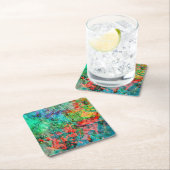 Dark red abstract paper coaster.Dazzling rosy art  Rechteckiger Pappuntersetzer (Vor Ort)