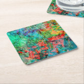 Dark red abstract paper coaster.Dazzling rosy art  Rechteckiger Pappuntersetzer (angewinkelt)