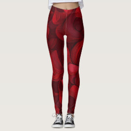 Dark Red Abstrakt Leaf Muster Leggings