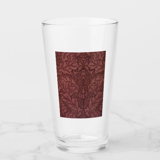 Dark Red Acanthus Blätter (von William Morris) Glas (Vorderseite)