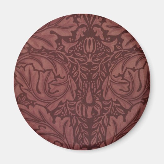 Dark Red Acanthus Blätter (von William Morris) Magnet (Vorne)