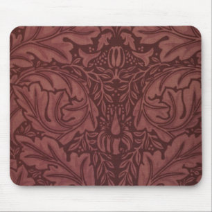 Dark Red Acanthus Blätter (von William Morris) Mousepad