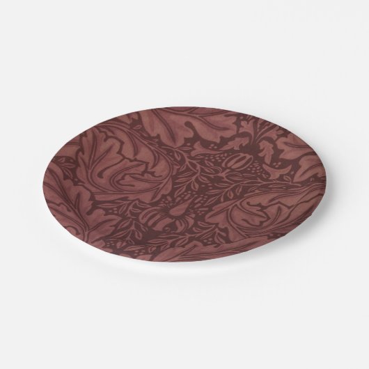 Dark Red Acanthus Blätter (von William Morris) Pappteller (Schrägansicht)