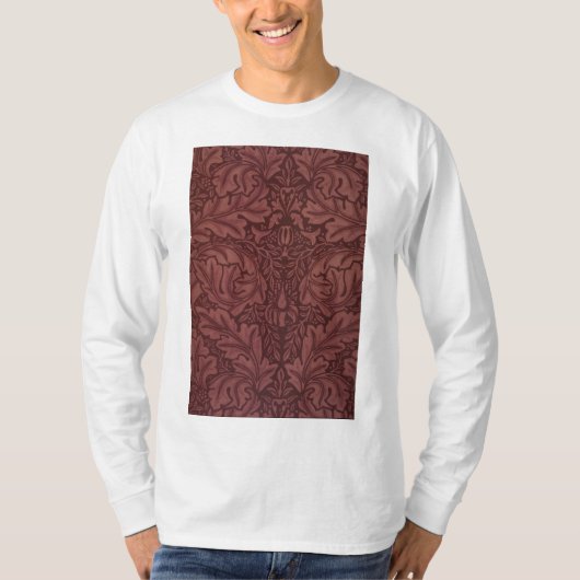 Dark Red Acanthus Blätter (von William Morris) T-Shirt (Vorderseite)