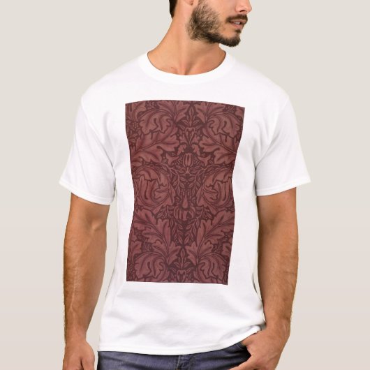 Dark Red Acanthus Blätter (von William Morris) T-Shirt (Vorderseite)