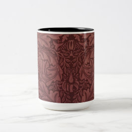 Dark Red Acanthus Blätter (von William Morris) Zweifarbige Tasse