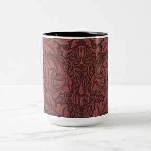 Dark Red Acanthus Blätter (von William Morris) Zweifarbige Tasse