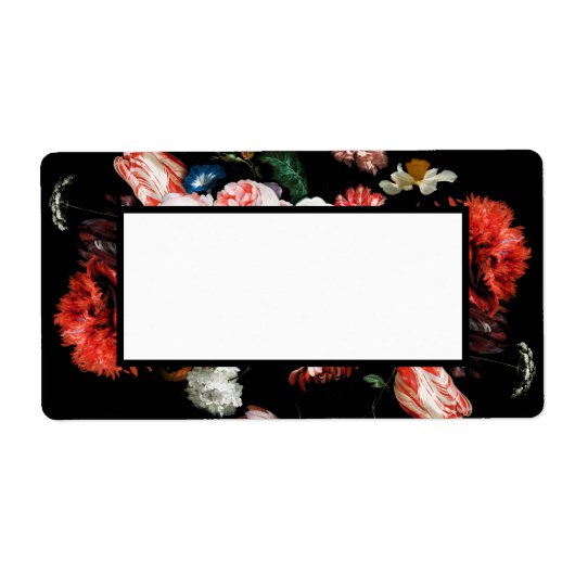 Dark Red and Black Floral Blank Address Labels (Vorne)