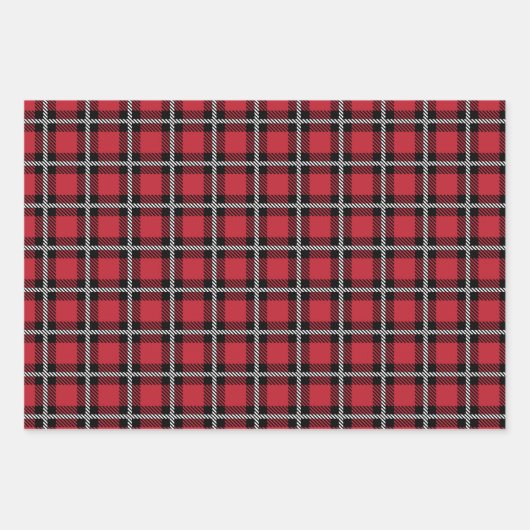 Dark Red and Black Tartan Plaid Pattern Geschenkpapier Set (Vorderseite 3)