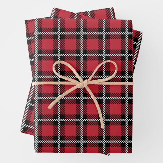 Dark Red and Black Tartan Plaid Pattern Geschenkpapier Set (Beispiel)