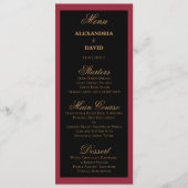Dark Red and Black Wedding Menu Card Menükarte (Vorderseite)