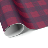 Dark Red and Navy Blue Tartan Wrapping Paper Geschenkpapier (Rolleneckpunkt)