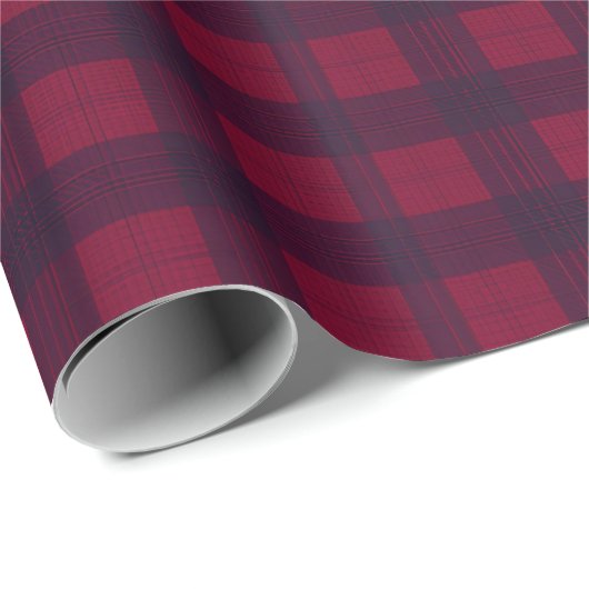 Dark Red and Navy Blue Tartan Wrapping Paper Geschenkpapier (Rolleneckpunkt)