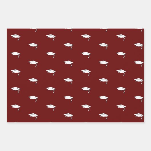 Dark Red and White Abschluss Herzlichen Glückwunsc Geschenkpapier Set (Vorderseite 3)