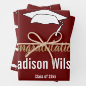 Dark Red and White Abschluss Herzlichen Glückwunsc Geschenkpapier Set (Beispiel)