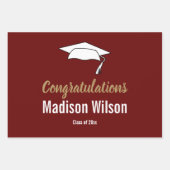 Dark Red and White Abschluss Herzlichen Glückwunsc Geschenkpapier Set (Vorderseite)