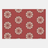 Dark red and white Norwegian Rosemaling floral  Geschenkpapier Set (Vorderseite)